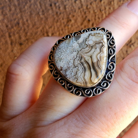 New Crazy Lace Agate 925 Silver Ring. - Picture 6 of 10